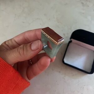 14k gold Jade Stone & Amber ring